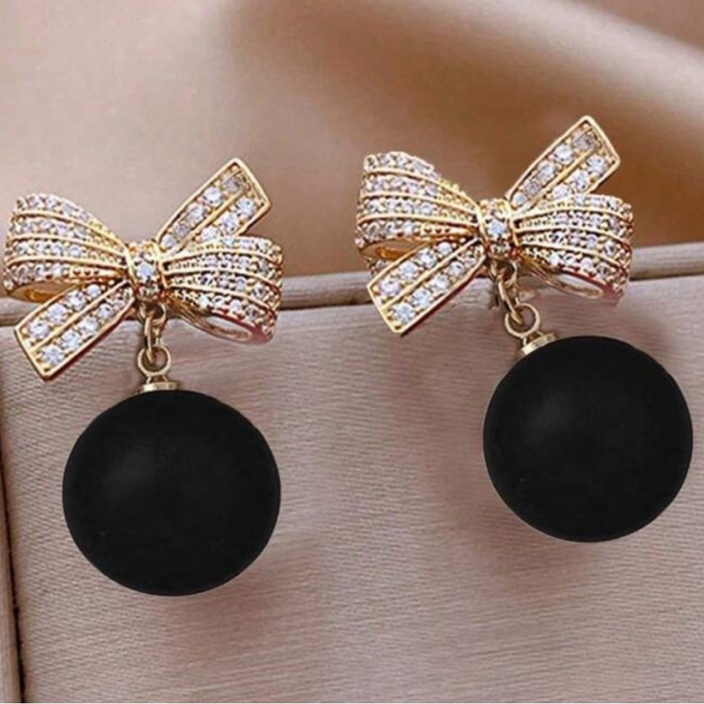 Baubles and Bows - Black Earrings